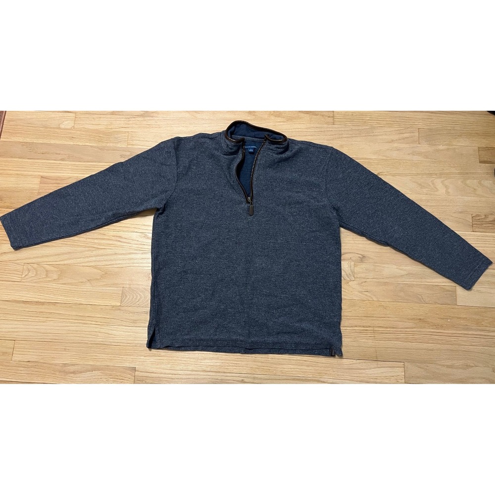 Falls Creek Mens Quarter Zip Pullover Sweater Charcoal Gray Mock Neck L